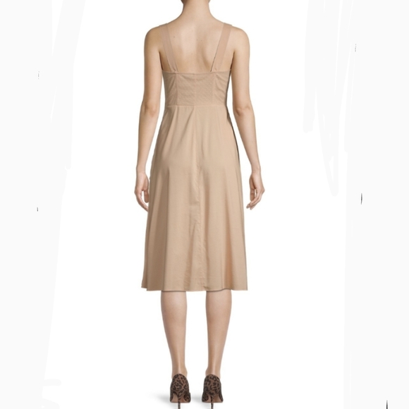 WeWoreWhat Dress Midi Sweetheart Neckline Swiss Dot Button Front Maple L NWT - Picture 8 of 16